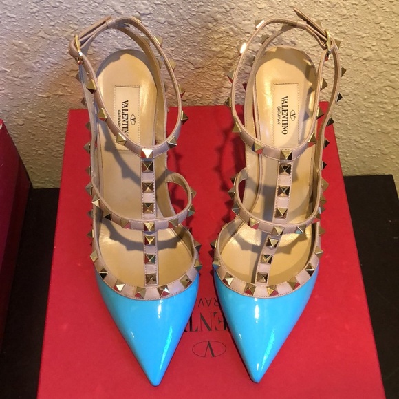 Valentino Rockstud Studded T-strap Cage Sandal Pumps Size 39 - Picture 2 of 14